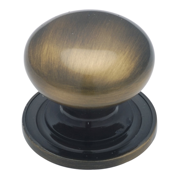 C2240 32-AT • 32 x 32 x 28mm • Antique Brass • Heritage Brass Mushroom Cabinet Knob